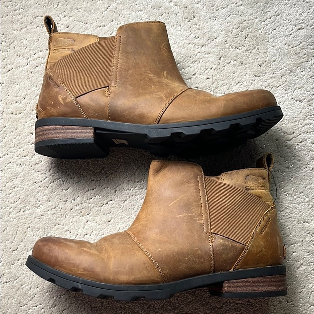 Sorel Emilie Chelsea Ankle Boots Women’s 10M Brown Tan